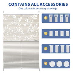 Sekey Plissee Day+Night ohne Bohren, 100% Verdunkelung, mit Muster,in Beige