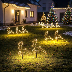Salcar LED Rentier Garten Deko 30 cm – 3er Set Weihnachtsleuchten mit 8 Lichtmodi