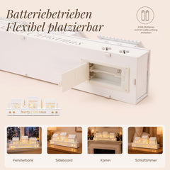Salcar LED Weihnachtsdorf Schwibbogen – 43 cm, 8 LEDs, Batteriebetrieben, Fensterdeko Weihnachten