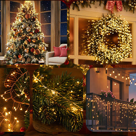 SALCAR LED Cluster Lichterkette aus Kupferdraht – 5m/10m/15m/20m, 200–800 LEDs, Wasserdicht, 8 Modi, Timer & Memory, für Innen & Außen, Weihnachtsbaum, Garten, Hochzeit, Party – Warmweiß