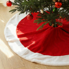 Salcar Baumteppich Weihnachten rund, Weihnachtsbaumdecke rot weiß, Plüsch Weihnachtsbaum Röcke