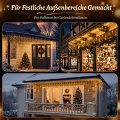Salcar Eiszapfen Lichterkette 5 m – 200 LEDs Warmweiß, 8 Modi, Timer & Memory, IP44