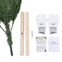 Salcar Künstlicher Weihnachtsbaum 180 cm / 210 cm – Realistischer PVC Tannenbaum mit Holzständer für Innen & Außen