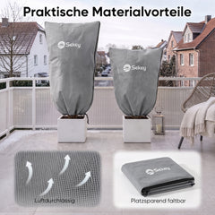 Sekey Winterschutzhauben für Pflanzen mit Reißverschluss & Zugband – Frostschutz aus 80 g/m² Vlies, 5 Größen, Beige, Grau & Weiß, 3er-Set