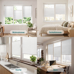 Sekey Plissee ohne Bohren Klemmfix – Lichtschutz & Sichtschutz für Fenster und Tür | Weiß
