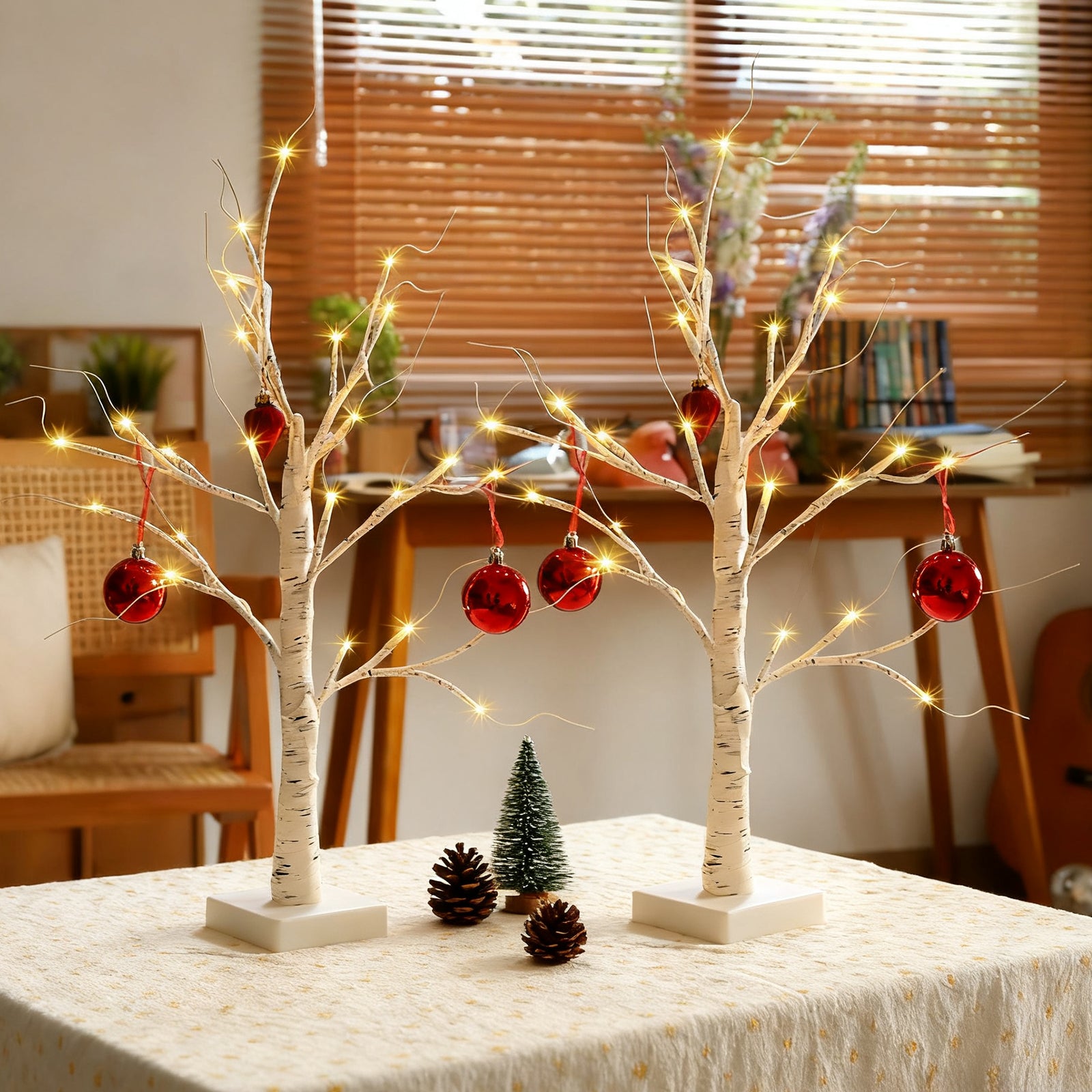 SALCAR LED Lichterbaum 60 cm, Birke mit 24 warmweißen LEDs, USB/Batteriebetrieben, Weihnachts- und Partydeko für Zuhause, Geburtstag, Hochzeit, Innendekoration