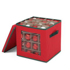 Salcar Aufbewahrungsbox für 64 Weihnachtskugeln – Faltbare Weihnachtsdeko-Box 30,5 cm mit Fächern & flexiblen Trennwänden, Transparentes Sichtfenster