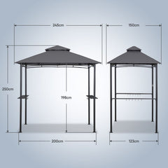 Sekey 245 x 150 x 250 cm Grillpavillon mit Ablage und Haken