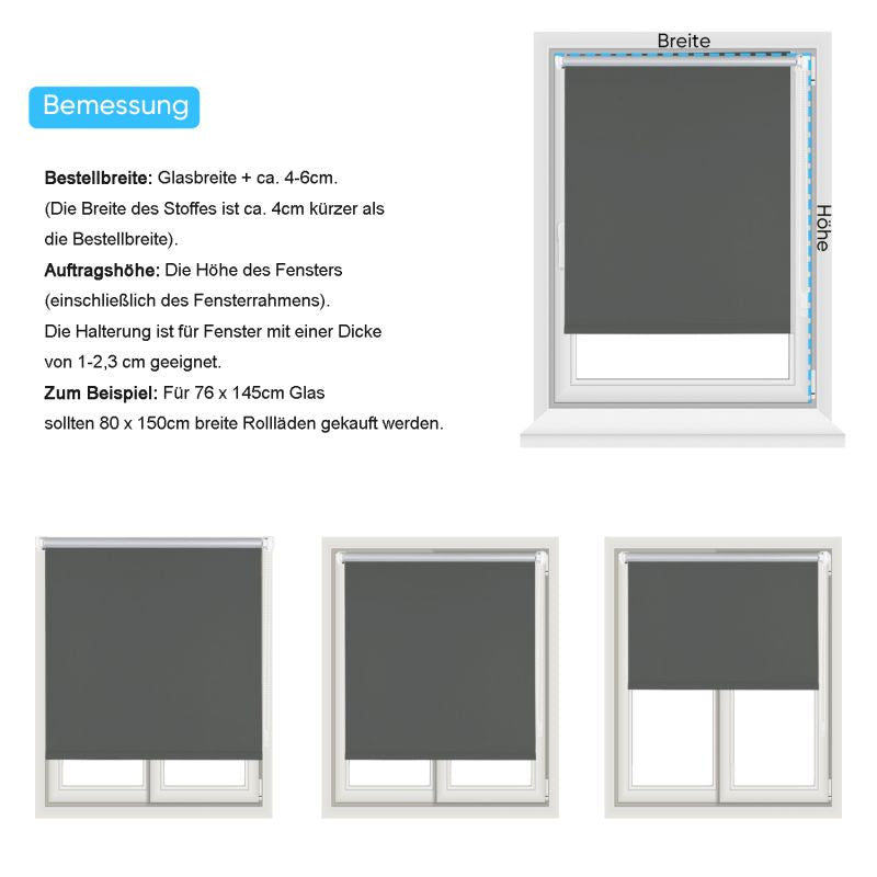 Sekey blackout blind without drilling or with drilling, grey