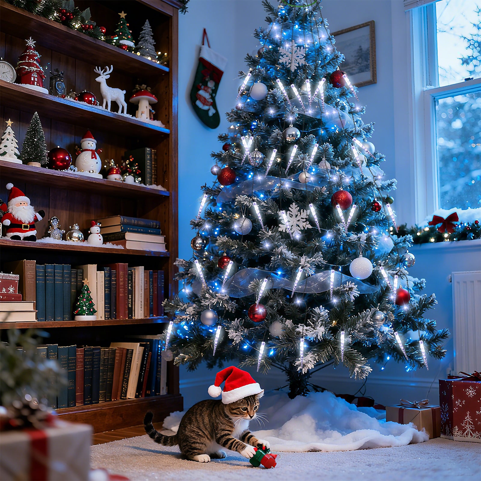 SALCAR LED Lichterkette Weihnachtsbaum mit funkelnden Eiszapfen – Warm- & Kaltweiß, 11 Modi, Timer & Fernbedienung, IP44 wassergeschützt für Innen & Außen