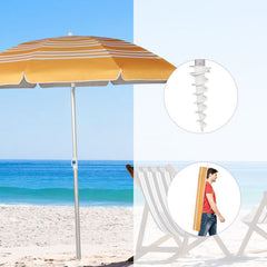 Sekey ∅ 180 cm aluminum beach umbrella with protective cover and ground sleeve, sun protection UV50+