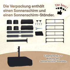 Sekey Sonnenschirm 400 x 220 cm Doppel Sonnenschirm mit Ständer Doppelsonnenschirm Garten Sekey