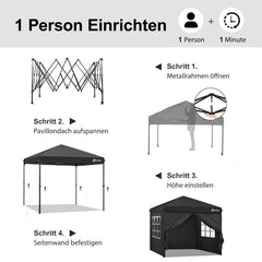 Sekey 3x3 m folding gazebo with 4 side panels and 4 sandbags