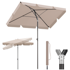 Sekey, 200x125 cm Rectangular Balcony Parasol, with Protective Cover, Sun Protection UV 50+ 