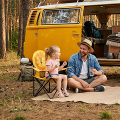 Sunula Kinder Klappstuhl Outdoor – Campingstuhl mit Löwe-Motiv Gelb & Getränkehalter, leicht & faltbar für Garten, Picknick & Camping
