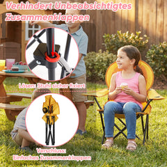 Sunula Kinder Klappstuhl Outdoor – Campingstuhl mit Löwe-Motiv Gelb & Getränkehalter, leicht & faltbar für Garten, Picknick & Camping