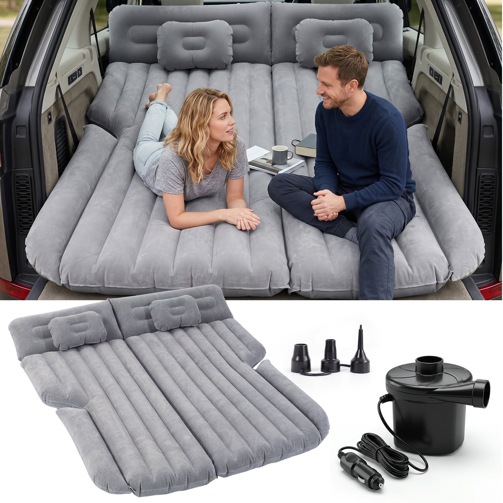 Sekey Auto-Luftmatratze mit 12V-Pumpe – SUV Matratze für 2–3 Personen, – sekeymall