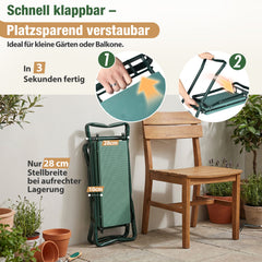 Sekey Height-Adjustable Kneeling Bench for Gardening, Load Capacity 160KG/180KG, Foldable Garden Stool with Tool Pockets, Knee Comfort for Gardening, Green