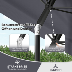 Sekey 200 x 125 cm Balkonschirm Rechteckig mit Schutzhülle, Sonnenschutz UV50+