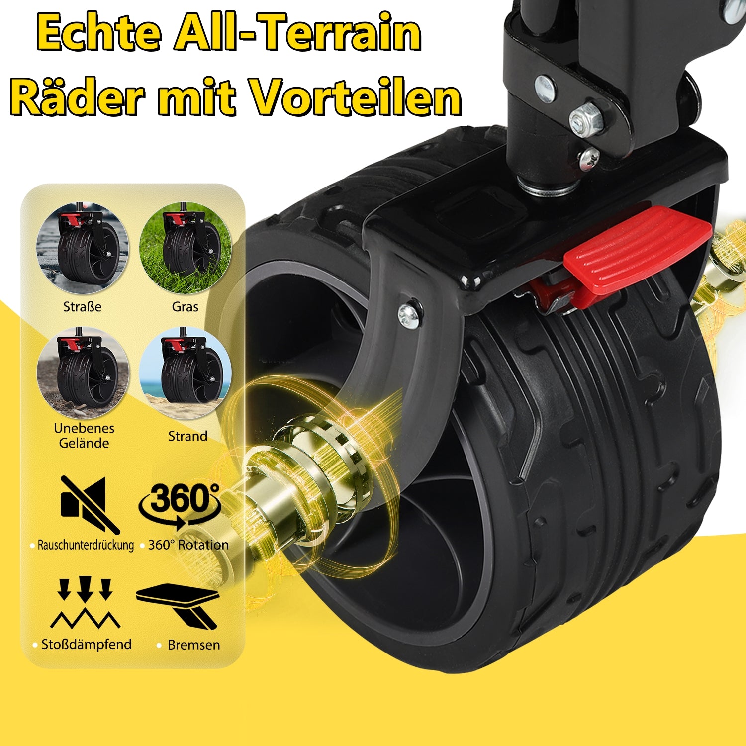 Sekey 300L / 150KG Faltbarer Bollerwagen, Patentiert Zusammenfaltbar aus Vier Richtungen, mit Bremsen und Extra Breiten Rädern