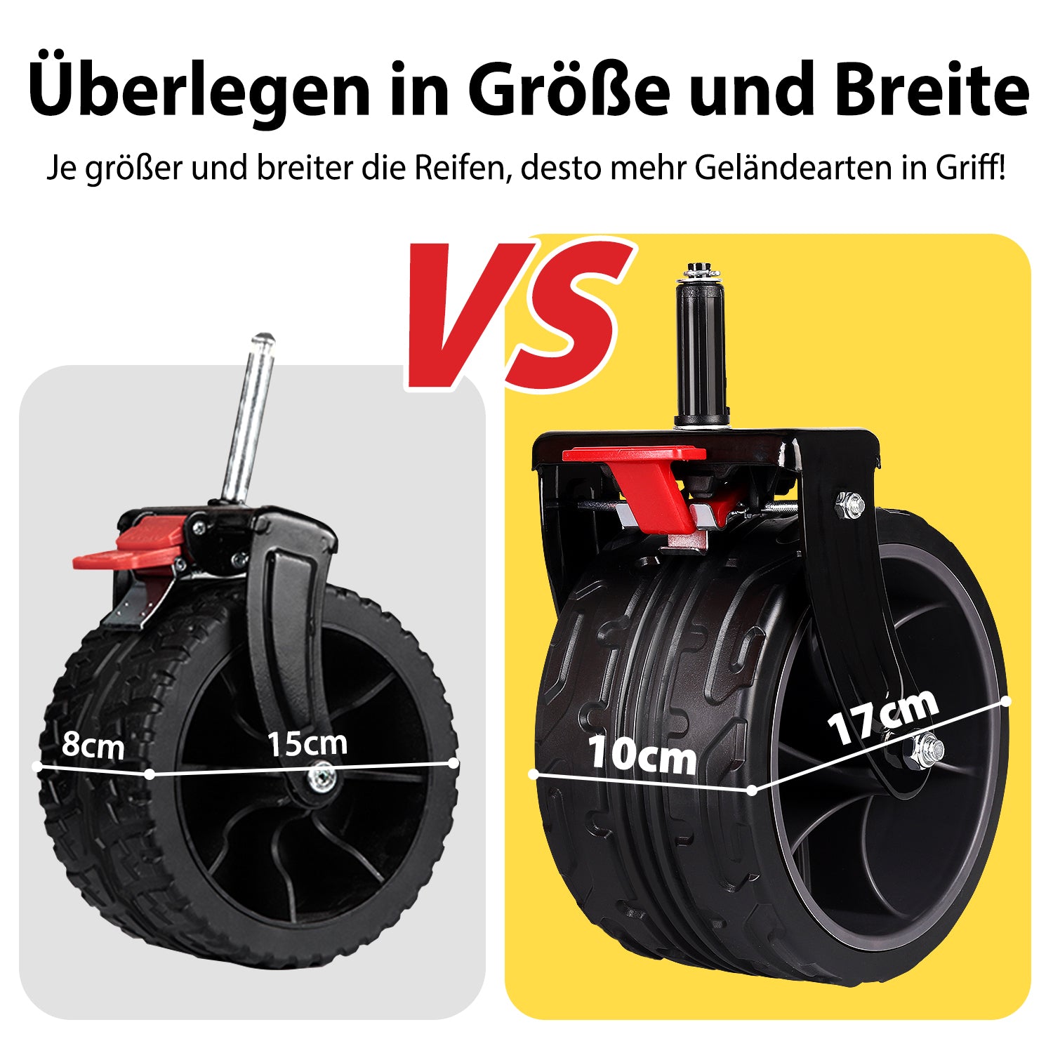 Sekey 300L / 150KG Faltbarer Bollerwagen, Patentiert Zusammenfaltbar aus Vier Richtungen, mit Bremsen und Extra Breiten Rädern
