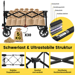 Sekey 4020 Folding Wagon 150kg with Brakes &amp; Wide Tires – Robust Handcart for Off-Road &amp; Outdoor Use