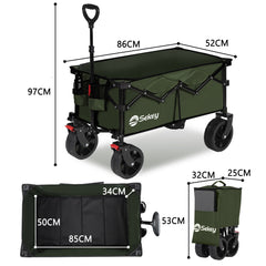 Sekey 4020 Folding Wagon 150kg with Brakes &amp; Wide Tires – Robust Handcart for Off-Road &amp; Outdoor Use