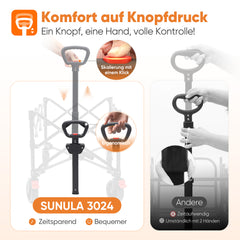 SUNULA Foldable Wagon 120 kg – 150L Handcart with Off-Road Wheels, Brakes &amp; One-Hand Handle