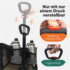 Faltbarer Handwagen 120 kg Traglast – Kompakter Bollerwagen mit verlängerbarem Griff (bis 124 cm), ideal für Outdoor & Transport Sekey