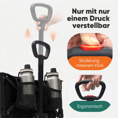 Faltbarer Handwagen 120 kg Traglast – Kompakter Bollerwagen mit verlängerbarem Griff (bis 124 cm), ideal für Outdoor & Transport Sekey