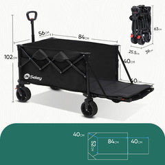 Faltbarer Handwagen 120 kg Traglast – Kompakter Bollerwagen mit verlängerbarem Griff (bis 124 cm), ideal für Outdoor & Transport Sekey
