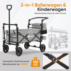 Sekey 150KG Foldable Wagon with Canopy, Children's Handcart, 5050 