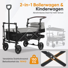 Sekey 150KG Foldable Wagon with Canopy, Children's Handcart, 5050 