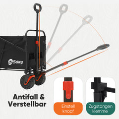 Sekey Foldable Transport Cart with 200 kg Load Capacity – Robust Wagon with Blow-Molded Tires for Beach &amp; Garden