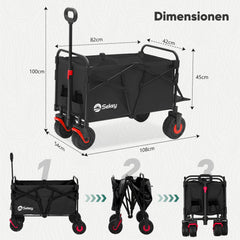 Sekey Foldable Transport Cart with 200 kg Load Capacity – Robust Wagon with Blow-Molded Tires for Beach &amp; Garden