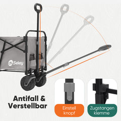 Sekey Foldable Transport Cart with 200 kg Load Capacity – Robust Wagon with Blow-Molded Tires for Beach &amp; Garden