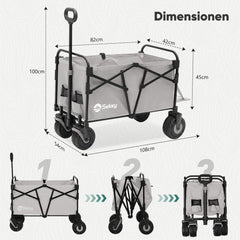 Sekey Foldable Transport Cart with 200 kg Load Capacity – Robust Wagon with Blow-Molded Tires for Beach &amp; Garden