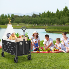 Sekey 4029 Folding Wagon with Brake – Space-Saving Handcart for Trips &amp; Shopping