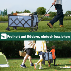 Sekey 4029 Folding Wagon with Brake – Space-Saving Handcart for Trips &amp; Shopping