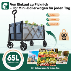 Sekey 4029 Folding Wagon with Brake – Space-Saving Handcart for Trips &amp; Shopping