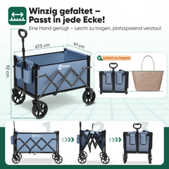 Sekey 4029 Folding Wagon with Brake – Space-Saving Handcart for Trips &amp; Shopping