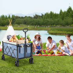 Sekey 4029 Folding Wagon with Brake – Space-Saving Handcart for Trips &amp; Shopping