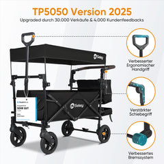Sekey 150KG Foldable Wagon with Canopy, Children's Handcart, 5050 