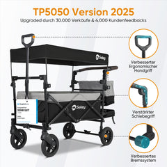 Sekey 150KG Foldable Wagon with Canopy, Children's Handcart, 5050 