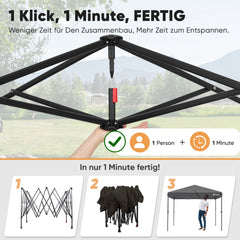 Sekey 3x3 m Faltpavillon mit 4 Seitenteilen und 4 Sandsäcke