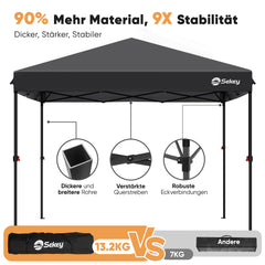 Sekey 3x3 m Faltpavillon mit 4 Seitenteilen und 4 Sandsäcke