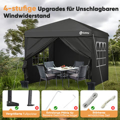Sekey 3x3 m Faltpavillon mit 4 Seitenteilen und 4 Sandsäcke