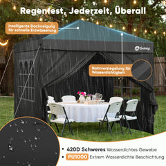 Sekey 3x3 m Faltpavillon mit 4 Seitenteilen und 4 Sandsäcke