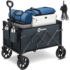 Sekey 4029 Folding Wagon with Brake – Space-Saving Handcart for Trips &amp; Shopping