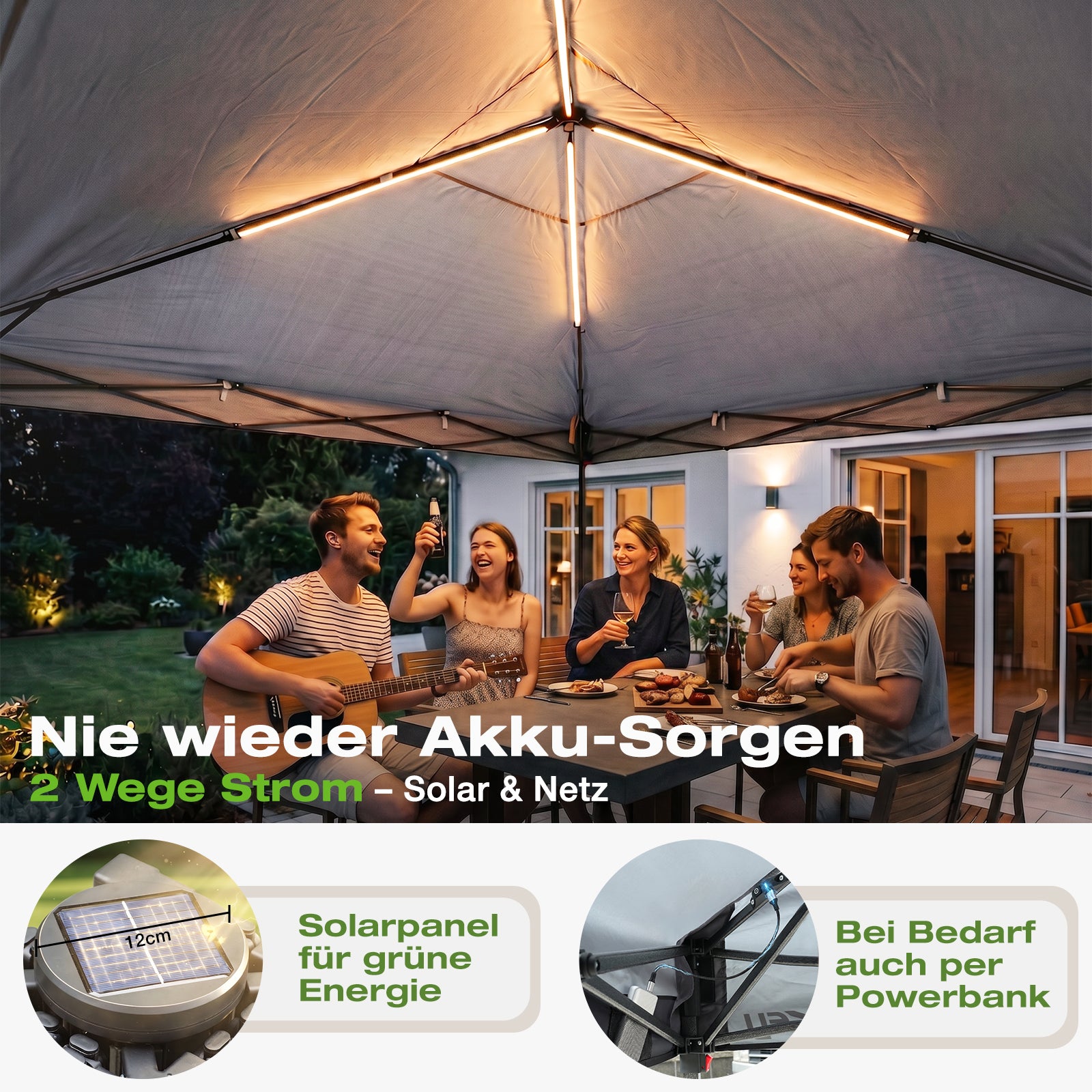 pavillon zelt 3x3 camping Sekey Pavillon 3x3 m mit LED-Beleuchtung – Wasserdicht, Winterfest & S – sekeymall